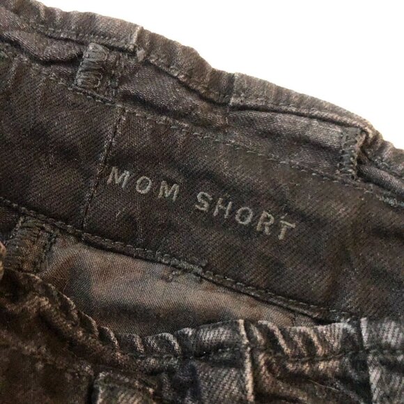 American Eagle Mom Short Black Denim High-Waist Paperbag Shorts Size 00 - Picture 4 of 6